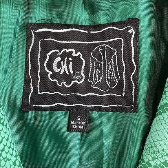 CHI by Falchi Genuine Leather Animal Snake Print Jacket Mint Green Size Small - Picture 6 of 8